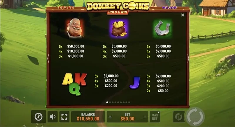 Donkey Coins Hold & Win – Feld mit klebrigen Coin-Tokens